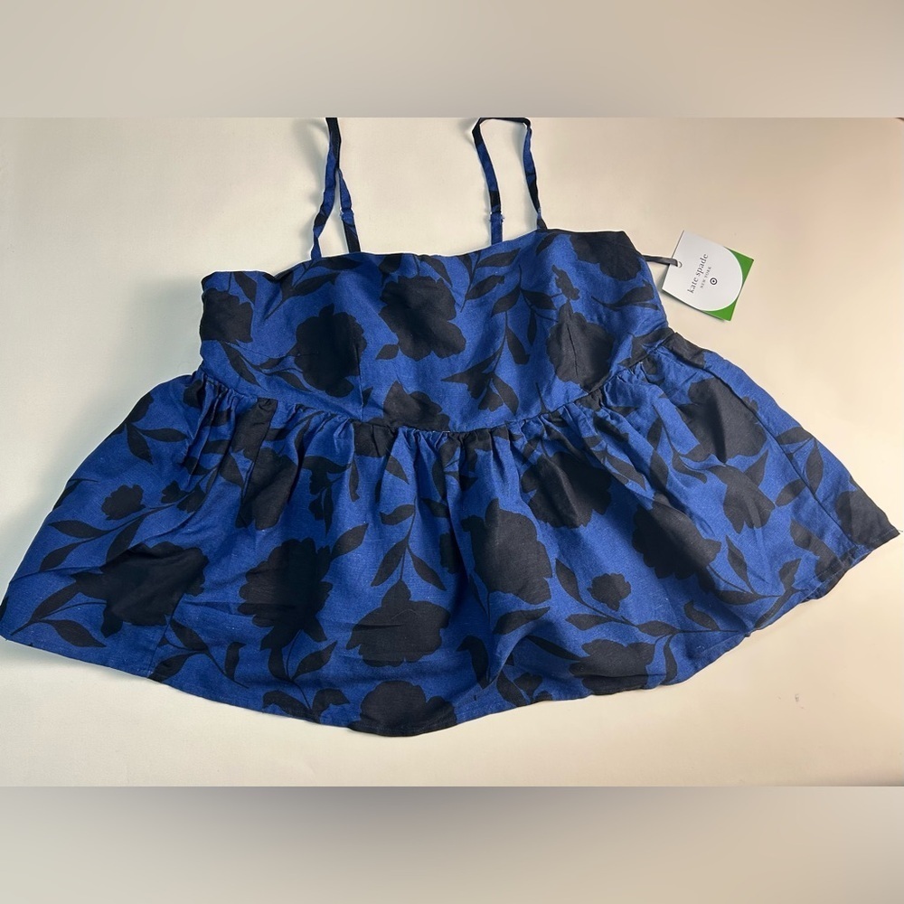 Kate Spade Blue and Black Floral Blouse - Picture 2 of 9